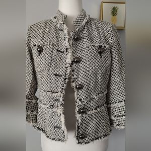Per se jacket Blazer Tweed Style Casual Buttons Front Size 2 Pockets Front